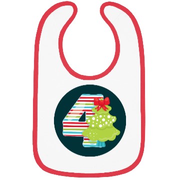 Discover 4th Christmas Tree Present - Number Four Bibs