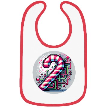 Discover Neon Cyberpunk Candy Cane 8-Bit Pixel Christmas Bibs