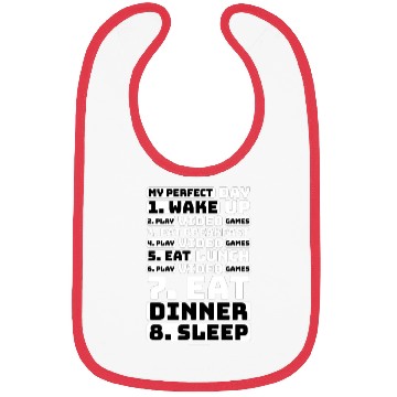 Discover My Perfect Day Gamer Funny daily Routine Bibs