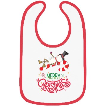 Discover Snowman Lying On Candy Cane Merry Christmas Bibs