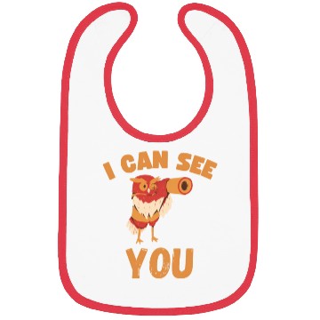 Discover I CAN SEE YOU funny owl using telescope Bibs