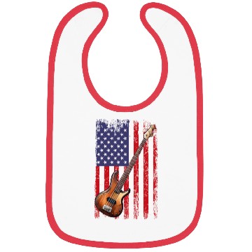 Discover bass guitar american flag, funny bass player Bibs