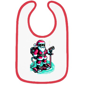 Discover Witty 8-Bit Cyberpunk Santa Bibs