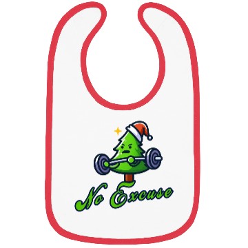 Discover No excuse, funny christmas tree on gym Bibs