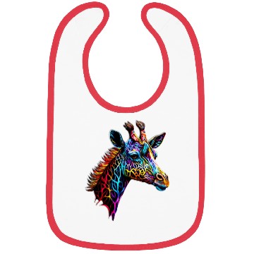 Discover Giraffe Enveloped in Vibrant Neon Patterns Bibs