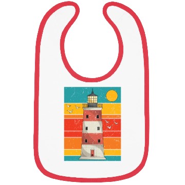 Discover Retro full moon sea gift lighthouse Bibs