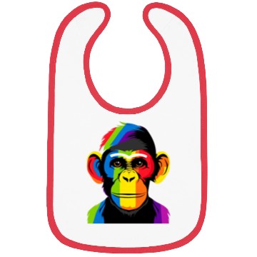 Discover Expressive Chimpanzee in Colorful Graphic Artwork Bibs