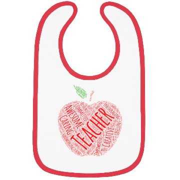 Discover Creative Teacher Red Apple Word Art Bibs