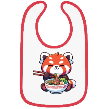 Discover Cute Red Panda Eats Ramen Noodles Red Panda Bibs