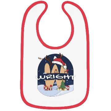 Discover Awesome Wright Name w Santa Hat in Xmas Theme Bibs
