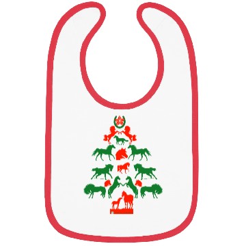 Discover Horse Christmas Tree in Red and Green Bibs