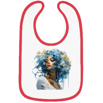 Discover Blue haired floral lady Bibs