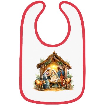 Discover Nativity scene with Mary Joseph Baby Jesus Bibs