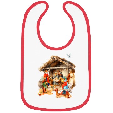 Discover Nativity scene with Mary Joseph Baby Jesus Bibs