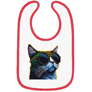 Discover Retro Cat: Yellow Glasses Charm Bibs