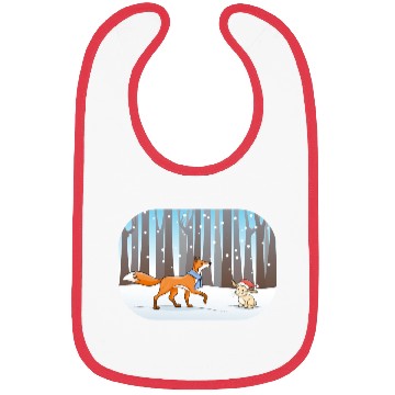 Discover fox and rabbit in a winter forest Bibs