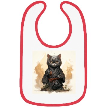 Discover Cute Ninja Cat Happy Japanese Art Bibs