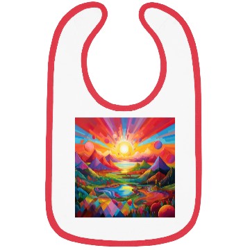 Discover Bright Vibrant Geometric Landscape - Modern Scenic Bibs