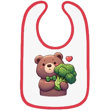 Discover Bear in love hugs huge broccoli Bibs