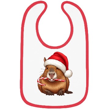 Discover Festive capybara with candy cane Bibs