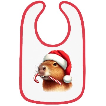 Discover Festive capybara with candy cane Bibs