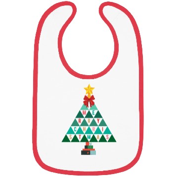 Discover Merry Christmas tree (black bg) using triangles Bibs