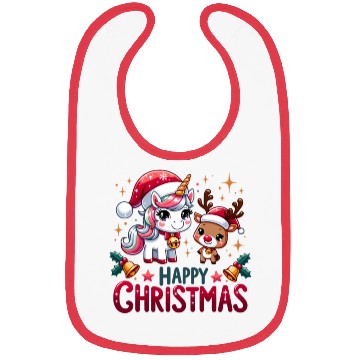 Discover Cheerful Unicorn & Reindeer - Merry Christmas Bibs