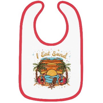 Discover 60s Psychedelic I Eat Sand and Sunrise Beach Bibs