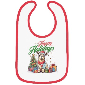Discover Happy Holidays cute llama Bibs