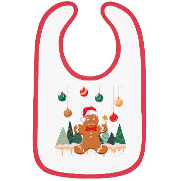 Discover Gingerbread Man Cookie Snowy Christmas Ornaments Bibs