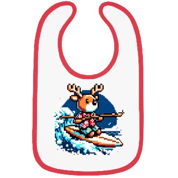 Discover Surfing Reindeer: 8-Bit Holiday Wave Bibs