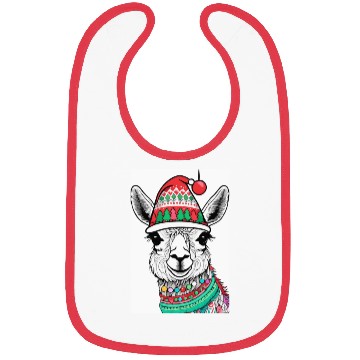 Discover Cute Llama with Christmas Hat Bibs