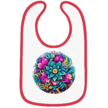 Discover Botanical Neon Floral Circle Design Bibs