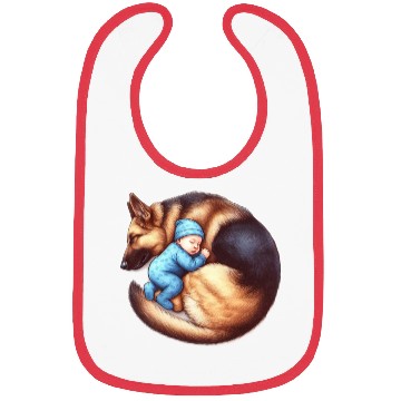 Discover Sleeping Baby and German Shepherd Design Bibs