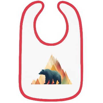 Discover Geometric Bear with Triangle Mountains Design Bibs