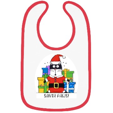 Discover Surprised Cat Christmas Eve and Santa Paws Bibs