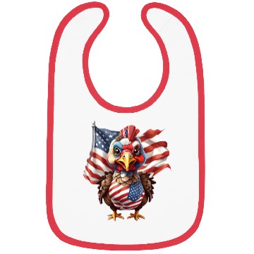 Discover Thanksgiving Pride: Turkey Adorned with Flag Bibs