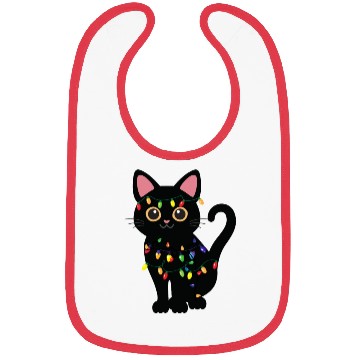 Discover Christmas Cat Black Bibs