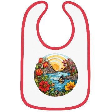 Discover Sunset Whorls over Serene River Bibs