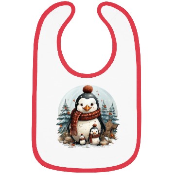Discover Adorable penguins in Christmas sweaters decorating Bibs