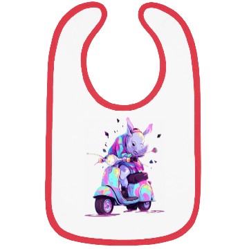 Discover Rhino Riding Scooter Funny Rhinoceros Biker Moped Bibs