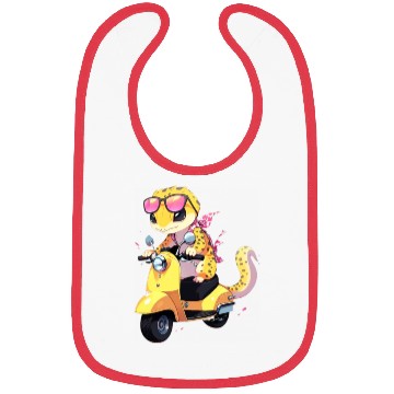 Discover Leopard Gecko on Scooter Funny Lizard Biker Moped Bibs