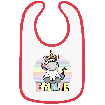 Discover Emilie Name Unicorn Bibs