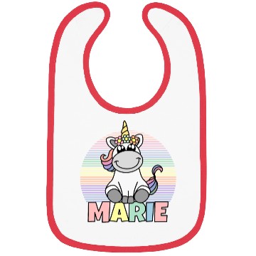 Discover Marie Name Unicorn Bibs