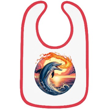 Discover Fire-breathing dolphin sunset Bibs