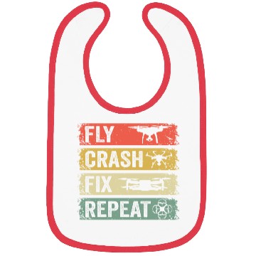 Discover Fly Crash Fix Repeat Drone Pilot Aerial Photograph Bibs
