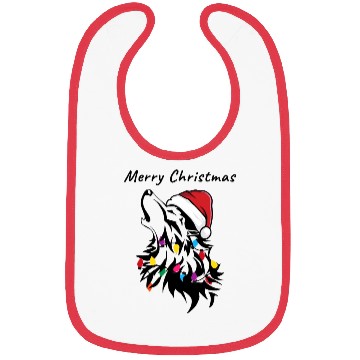Discover Funny wolf with christmas lights Bibs