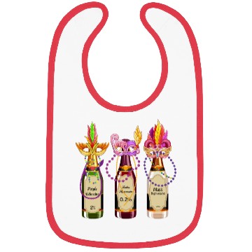 Discover Nurse Bibs, Feather Mask Purple Wine Bottle