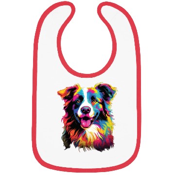 Discover Watercolor Colorful Border Collie Bibs