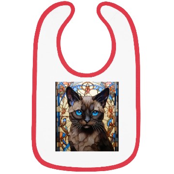 Discover Siamese kitten in stained glass Bibs